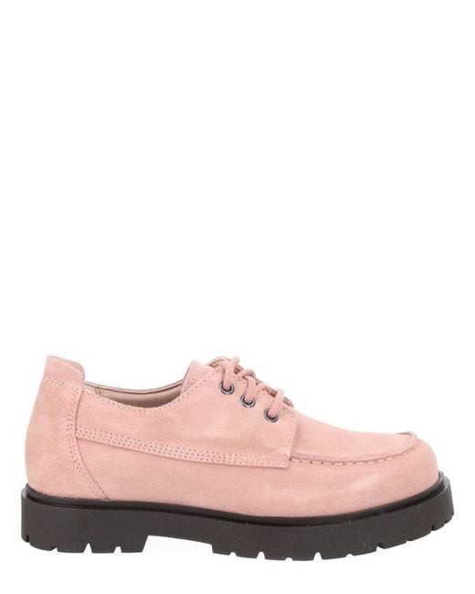 Birkenstock Pink Leather Rubber Flat Shoes