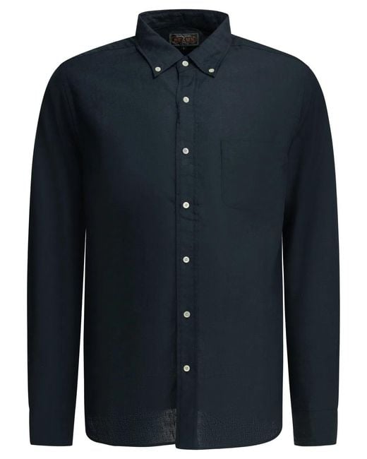 Beams Plus Blue Coolmax Linen Polyester Casual Shirt for men