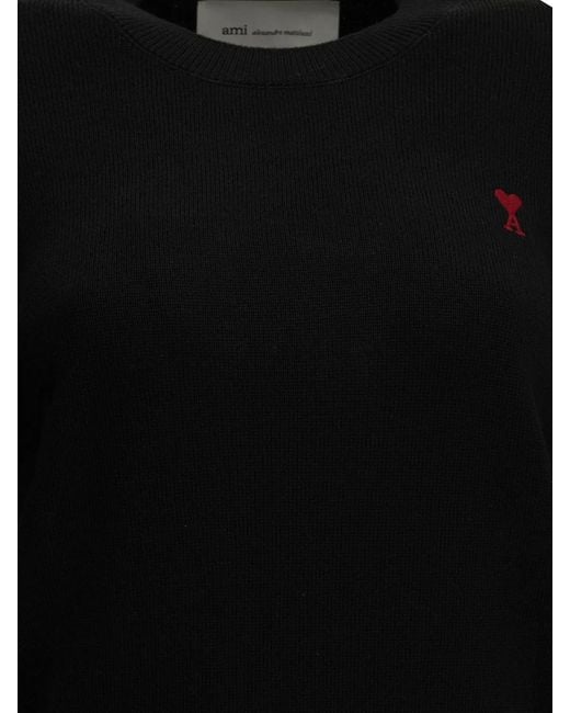 AMI Black "Ami De Coeur" Crew-Neck Sweater