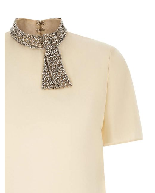 Valentino Garavani Natural Jewel Collar Top
