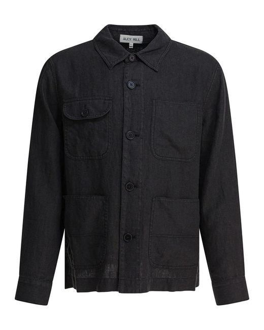 Alex Mill Black Garment Dyed Work Jacket for men