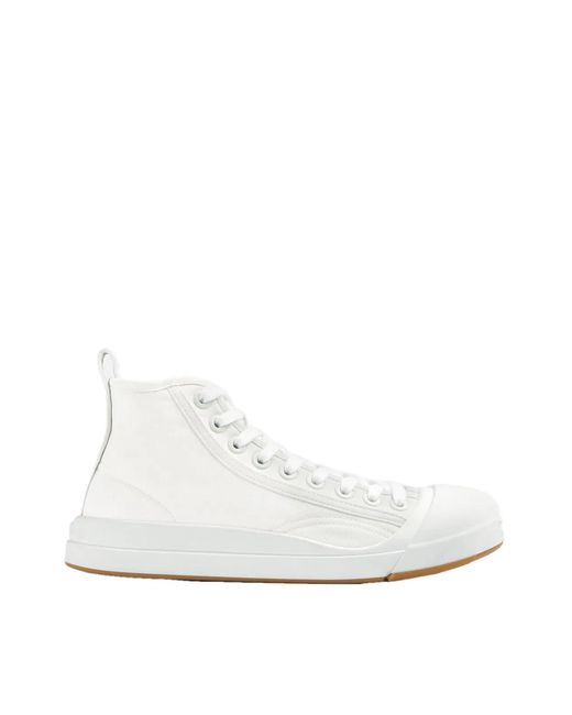 Bottega Veneta White Vulcan Canvas High-Top Sneakers