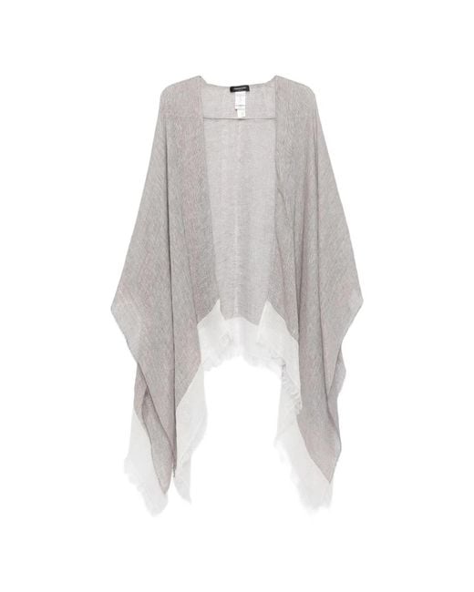 Fabiana Filippi White Fringed Linen Fabric Cloak