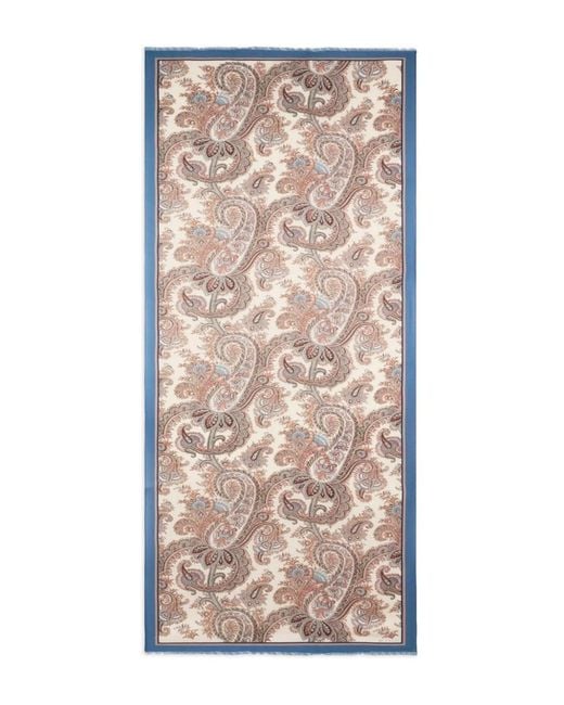 Etro Natural Neutrals Paisley Pattern Scarf for men