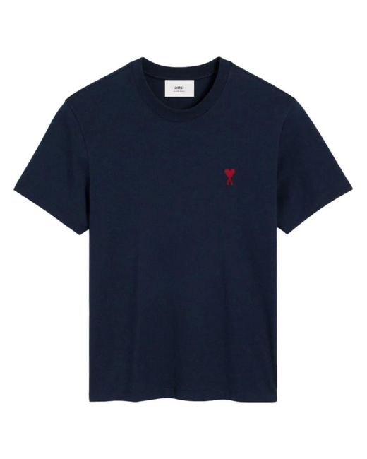 AMI Blue Ami De Coeur Cotton T-Shirt for men