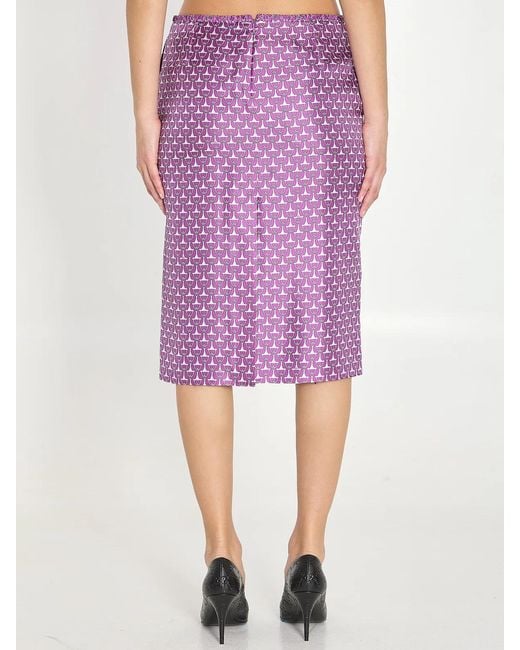 Gucci Purple Printed Silk Skirt