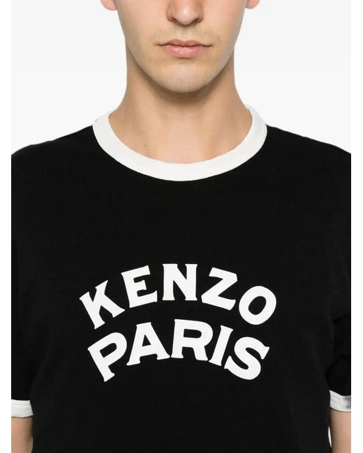 KENZO Black T-Shirt With Printed Logo for men