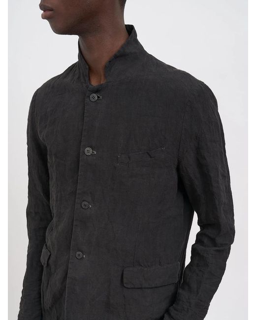 Poeme Bohemien Black Linen Lined Jacket for men