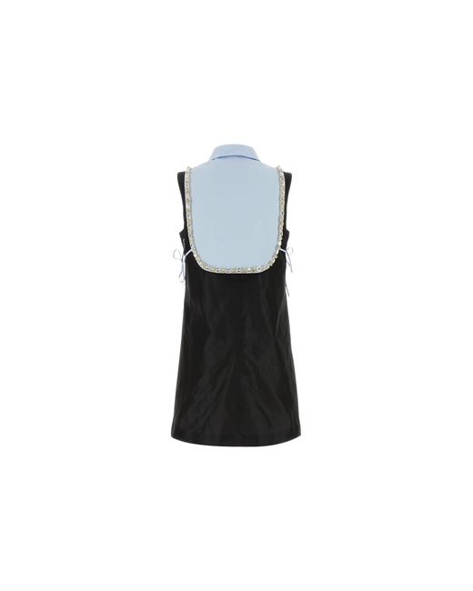 Prada White Embroidered Taffeta Mini Dress