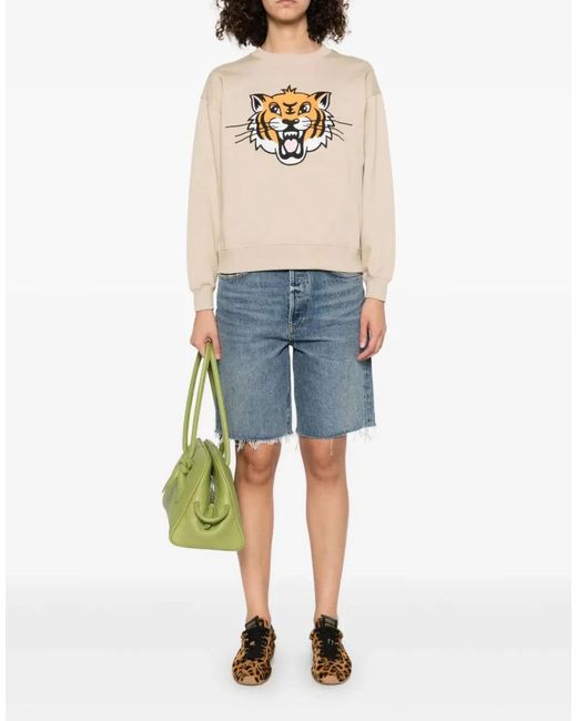 KENZO White Happy Tiger Logo Sweatshirt