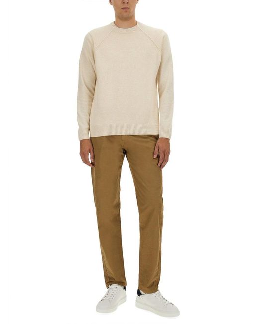 Woolrich Natural Classic Crew Neck Choker With Raglan Sleeves for men
