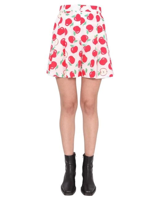 Boutique Moschino Red Cotton Poplin Shorts