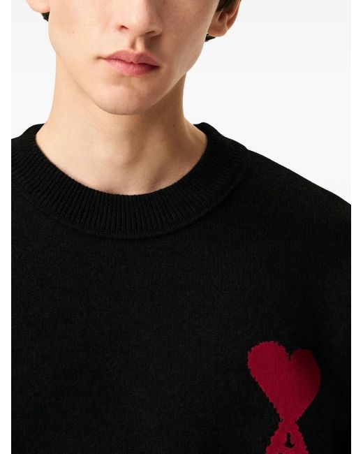 AMI Black Wool Ami De Coeur Sweater for men