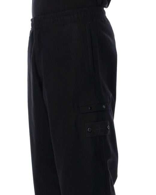 Stone Island Black Ghost Wool Pants for men