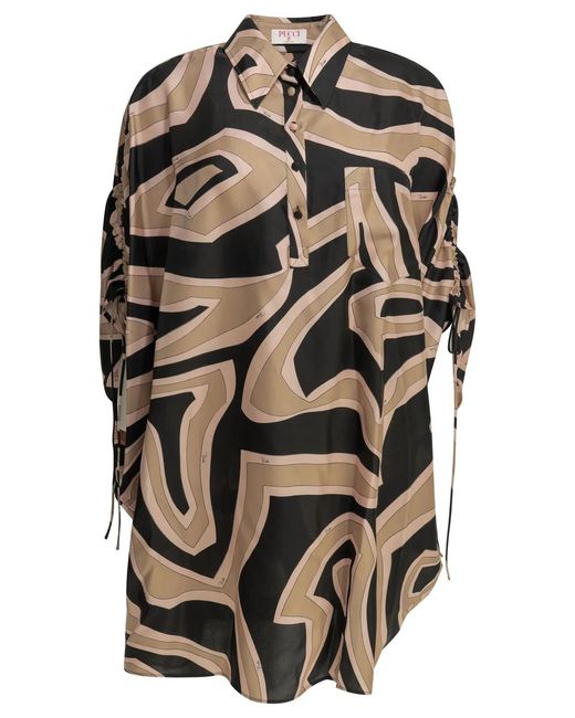 Emilio Pucci Black "Labirinto" Short Kaftan Dress