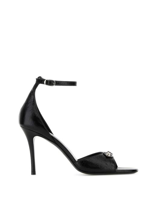 Balenciaga Black Leather City Up Sandals