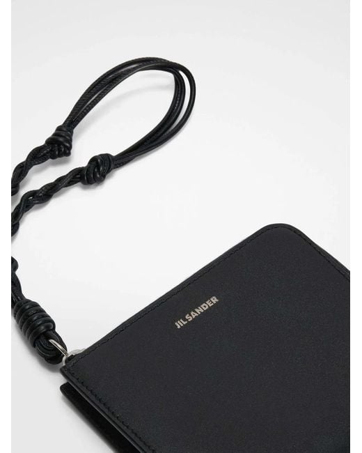 Jil Sander Black Leather Bill Wallets for men