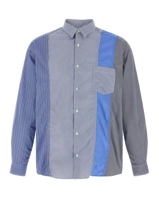 Comme Des Garçons Homme Blue Patchwork Shirt for men