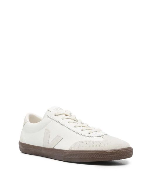 Veja White Cream Leather Flat Shoes for men