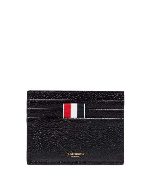 Thom Browne Black Leather Credit Card Case for men