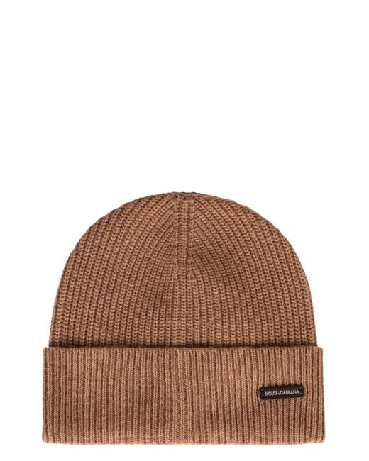 Dolce & Gabbana Brown Dolce & Gabbana Ribbed Knit Beanie for men