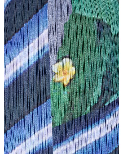 Pleats Please Issey Miyake Blue Pleats Please By Issey Miyake "City Collage" Trousers