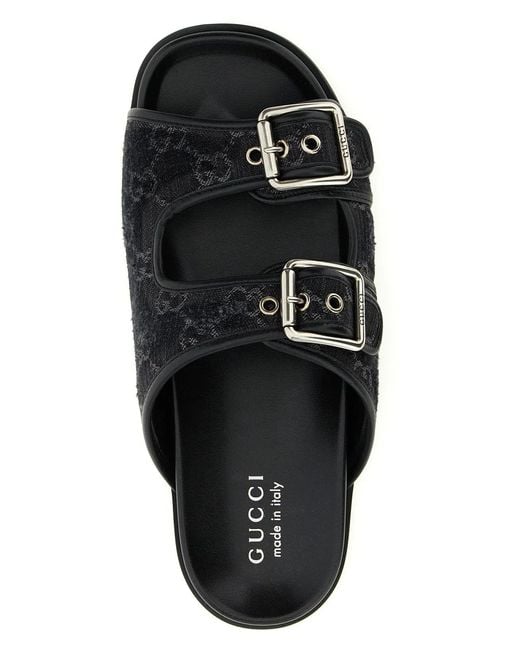 Gucci Black Gg Denim Slides for men