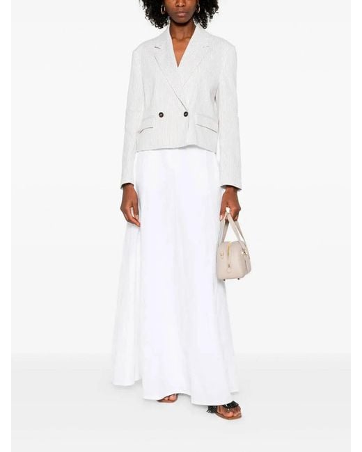 Brunello Cucinelli White Linen Cotton Skirt