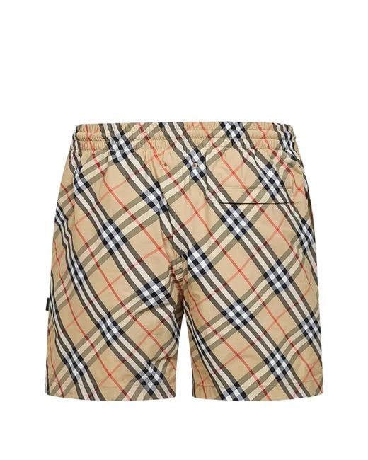 Burberry White Check Swim Shorts for men