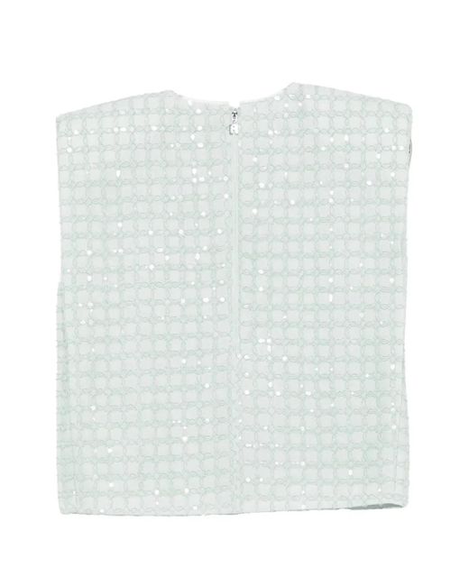 ROTATE BIRGER CHRISTENSEN White Beaded Boxy Top