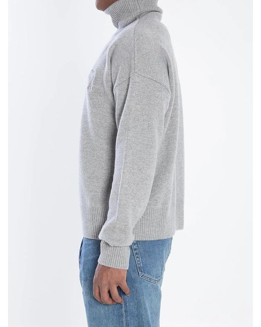 AMI Gray Ami De Coeur Turtleneck for men