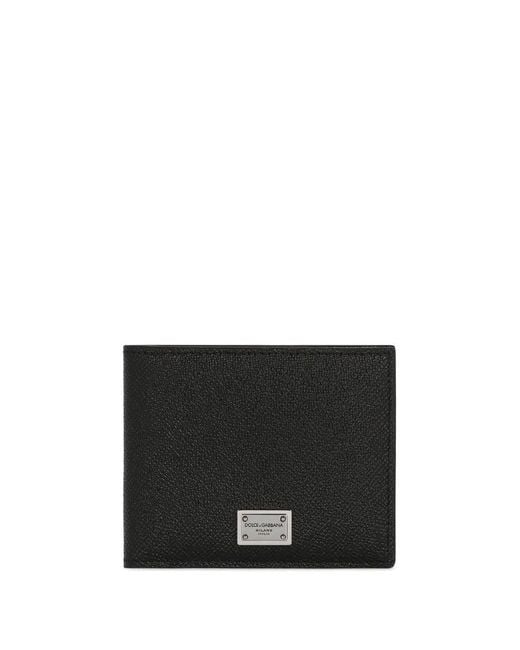 Dolce & Gabbana Black Dolce & Gabbana Leather Flap-Over Wallet for men
