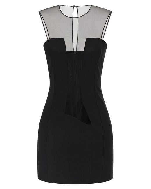 Nensi Dojaka Black Tulle Insert Dress