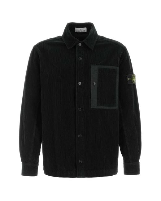 Stone Island Black Corduroy Shirt for men