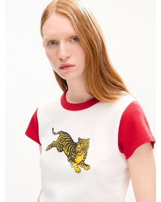 KENZO Red Tiger Cropped T-Shirt