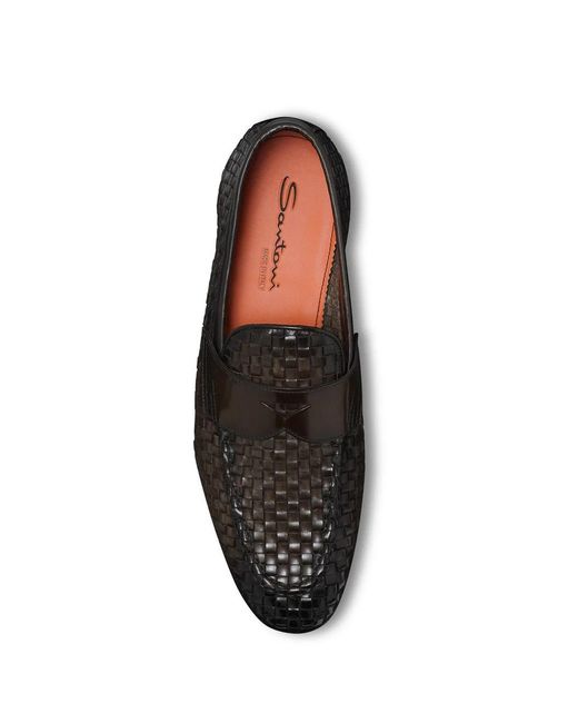 Santoni White Dark Moccasin for men