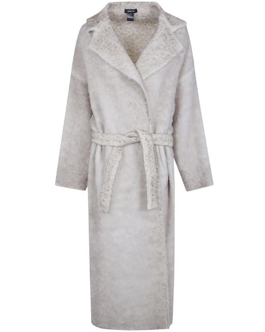 Avant Toi Gray Hand Painted Alpaca Over Coat With Belt