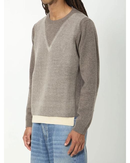 Maison Margiela Gray Virgin Wool Crewneck Sweater for men