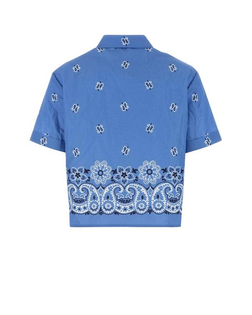 Miu Miu Blue Printed Poplin Shirt