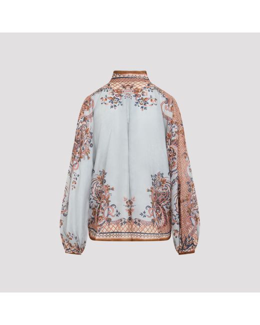 Zimmermann Multicolor Paisley Floral Aster Tie Neck Blouse