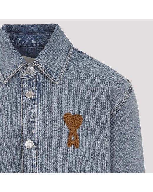 AMI Blue H Denim Jacket Light for men