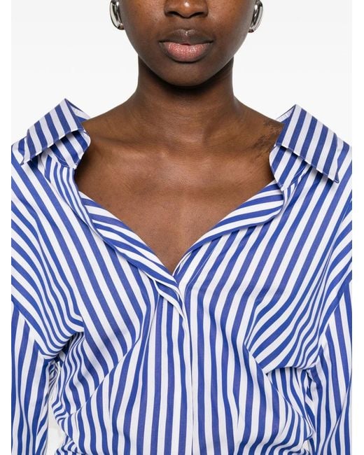 Givenchy Blue Slashed Striped Poplin Shirt