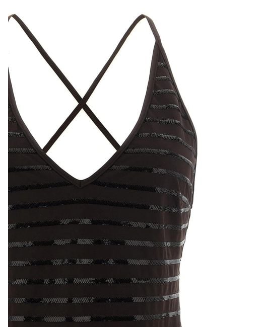 Brunello Cucinelli Black 'Dazzling Stripes' One-Piece Swimsuit