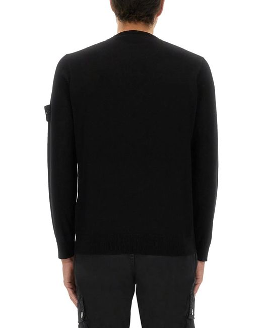 Stone Island Black Virgin Wool Crew-Neck Sweater for men
