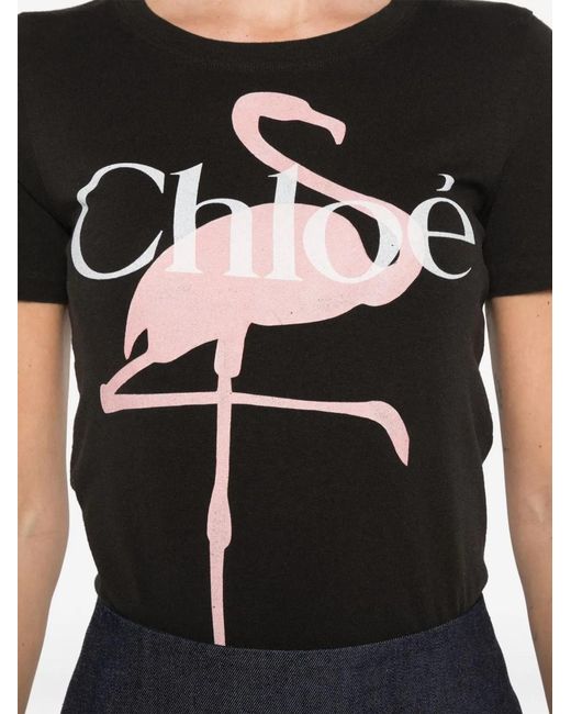 Chloé Black Flamingo Cotton Tshirt