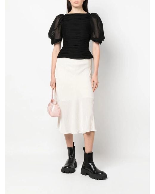 Gold Hawk White Velvet Long Skirt