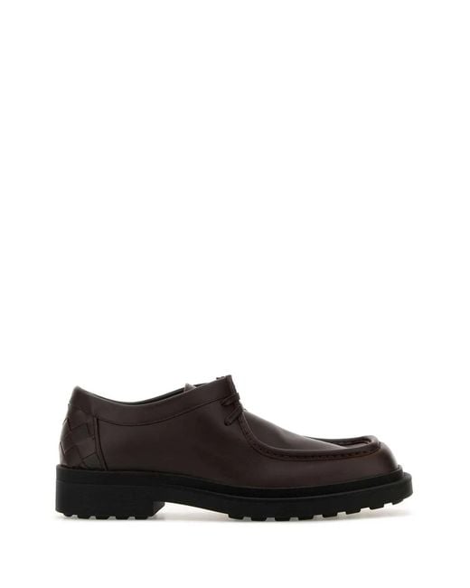 Bottega Veneta Black Dark Leather Ben Lace-Up Shoes for men