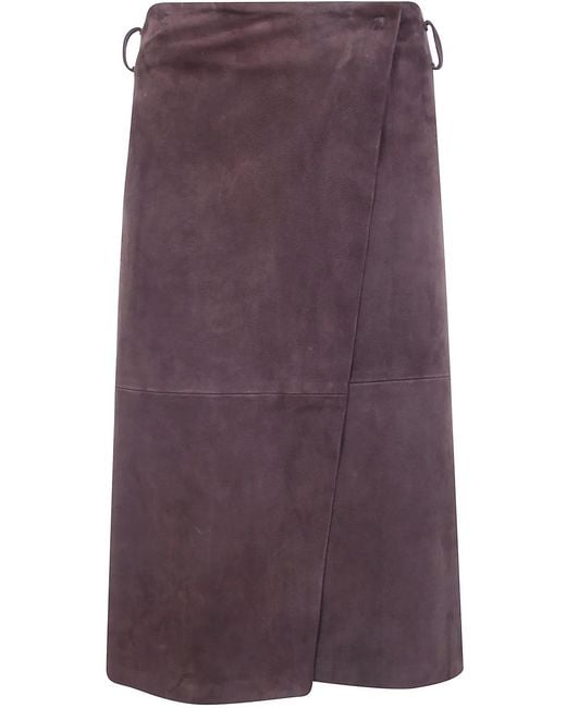 Semicouture Purple "Rosanne" Double Layers Leather Skirt