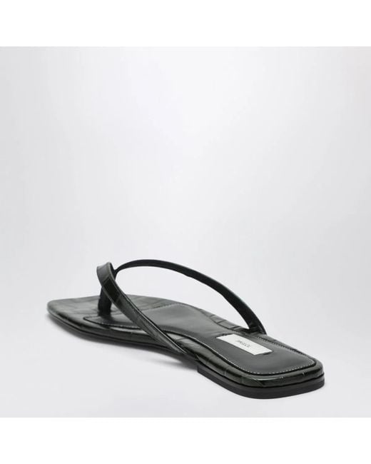 Totême Black Crocodileeffect Leather Flipflops