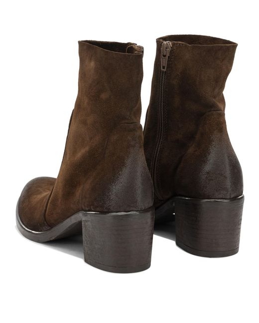Strategia Brown Leather Rubber Boots Ankle